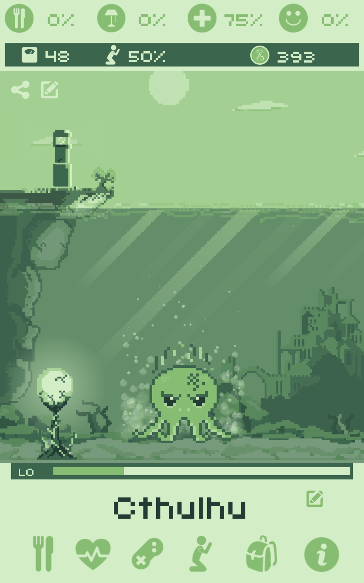 Cthulhu Virtual Pet Game Screenshot