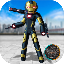 Neon Black Iron Stickman Rope Hero Gangstar Mafia