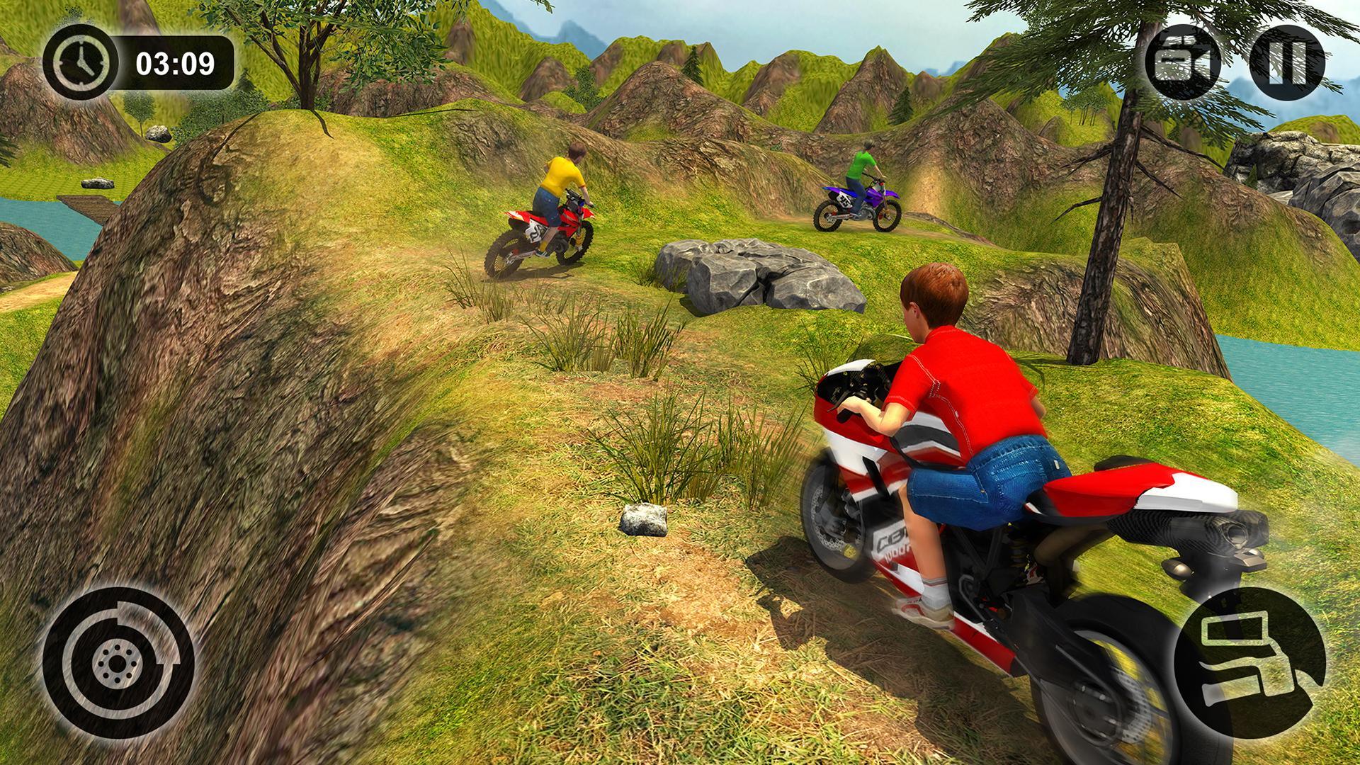 Kids Downhill Mountain Motorbi Game Screenshot