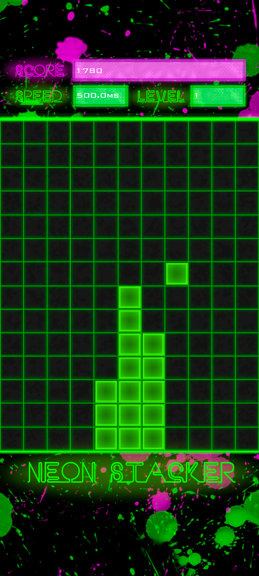 Neon Stacker Game Screenshot