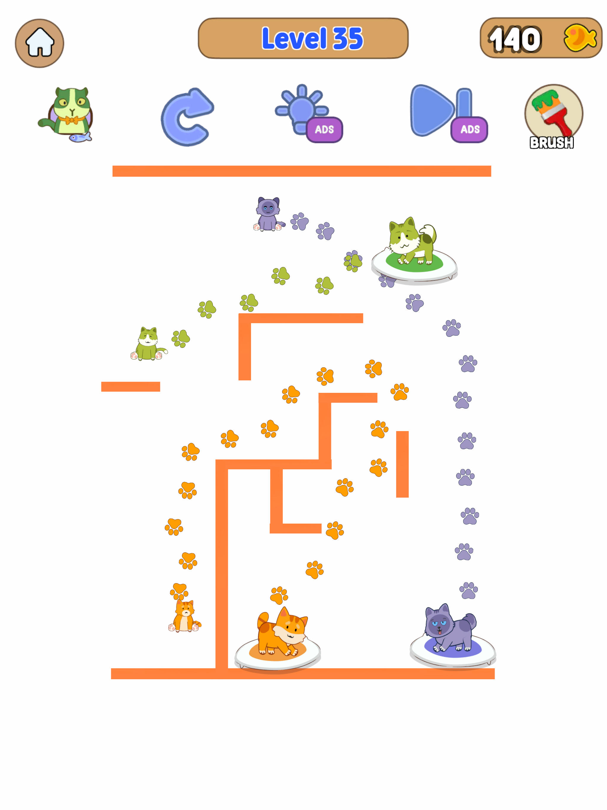 Cat Rush Puzzle - Draw to Save Game Screenshot