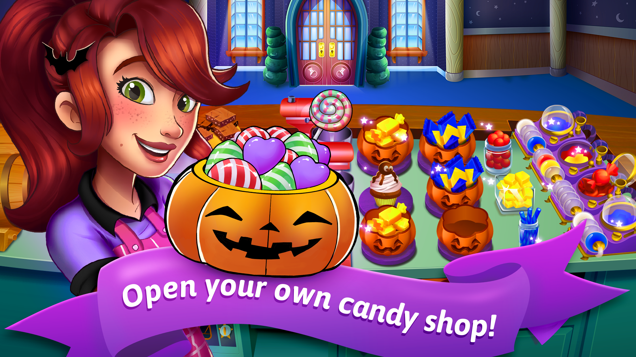 Screenshot 1 of Trò chơi thực phẩm cửa hàng kẹo Halloween 1.0.4