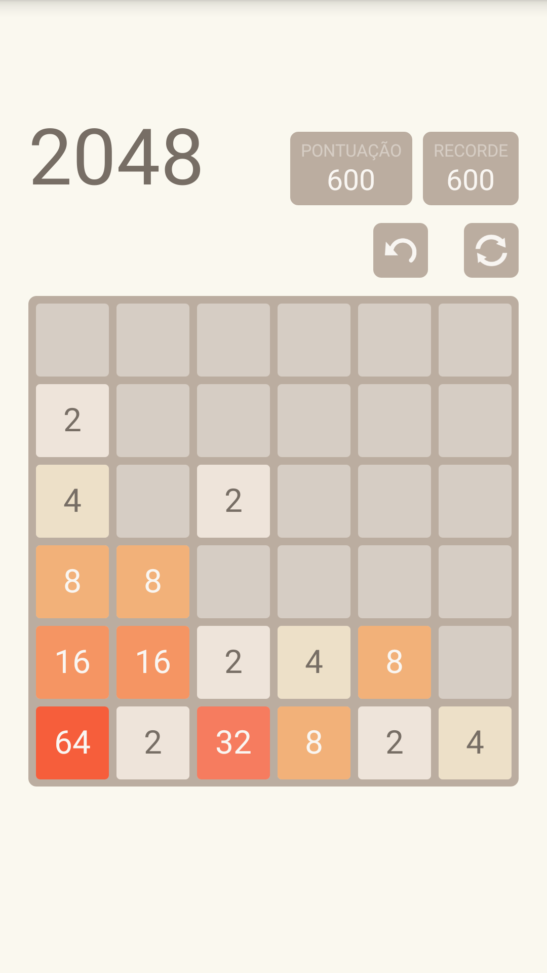 Captura de Tela do Jogo 2048