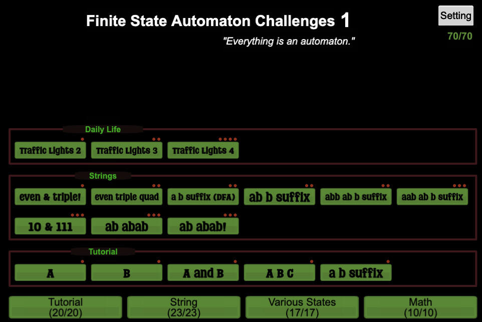 Screenshot 1 of Finite State Automaton စိန်ခေါ်မှုများ 