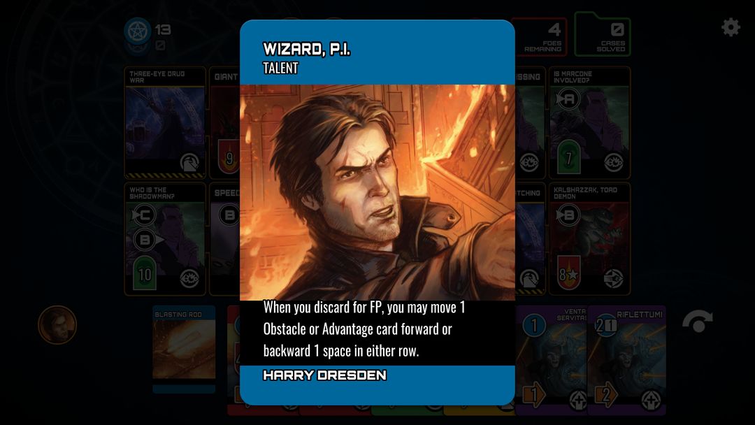 Screenshot of Dresden Files Co-op Card Game
