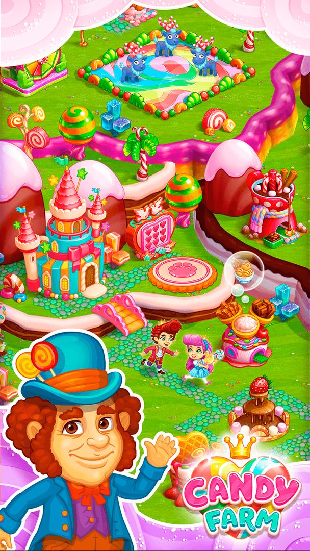 带有 魔法 泡泡 和 益智游戏 的 甜蜜 糖果 农场遊戲截圖