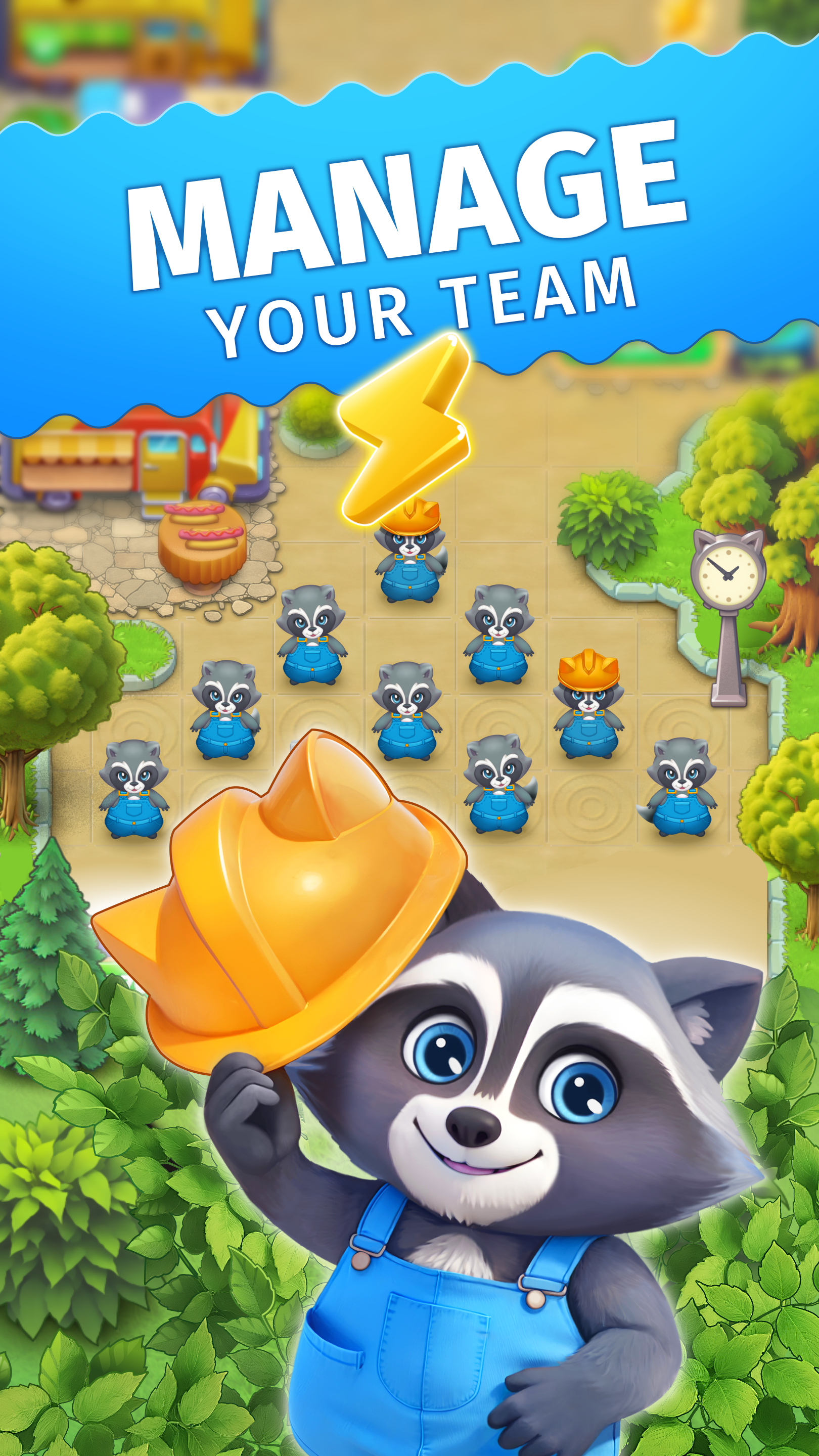 Cuplikan Layar Game Raccoon Park: Idle Merge