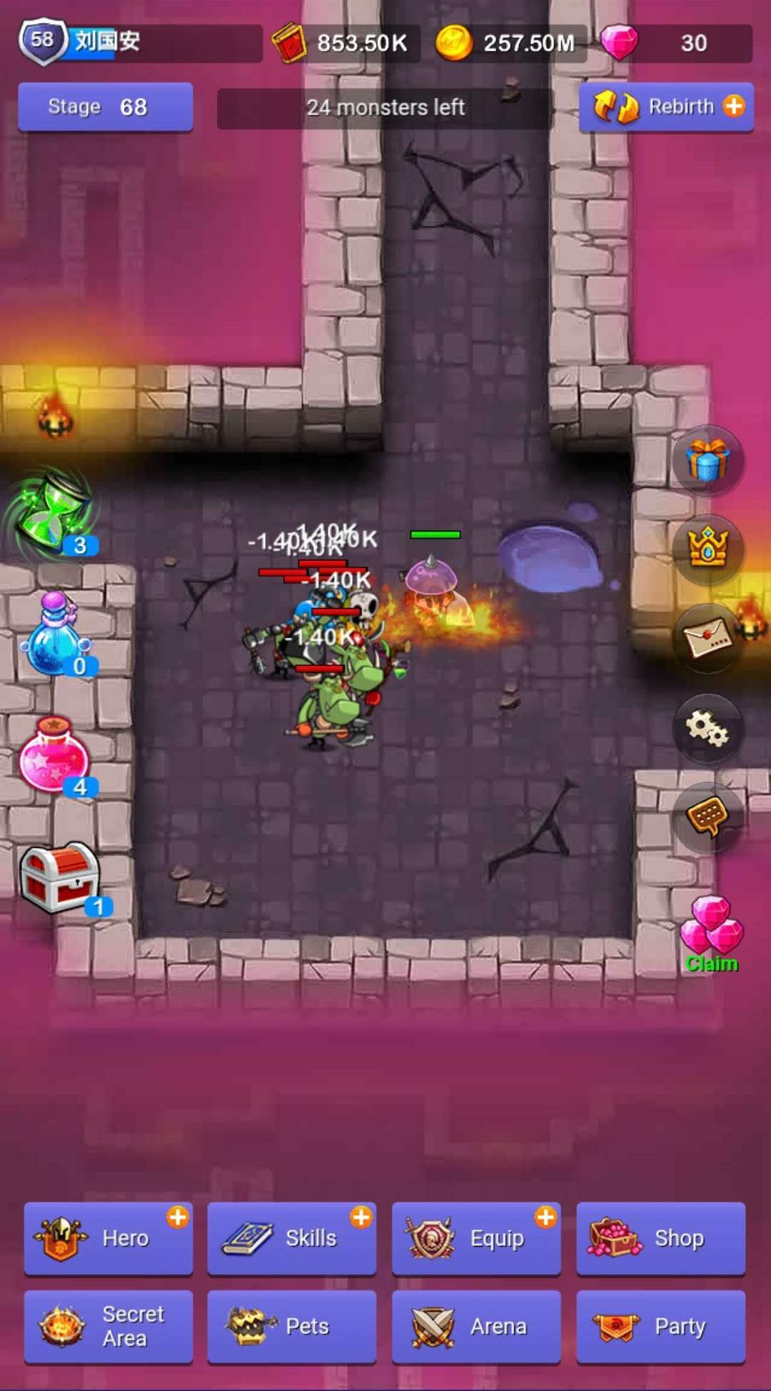 Скриншот игры Idle Dungeons