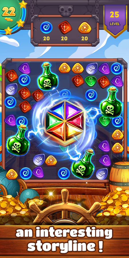 Jewels Pirate Fever ภาพหน้าจอเกม