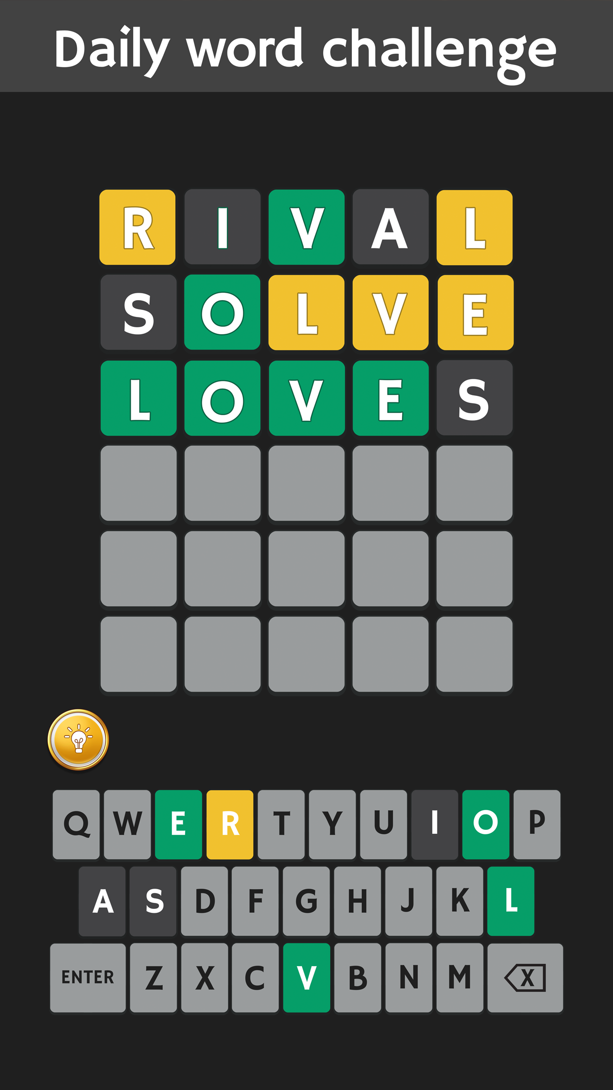 Wordless: A novel word game screenshot game