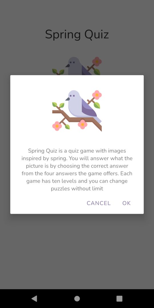 Screenshot of Spring Quiz