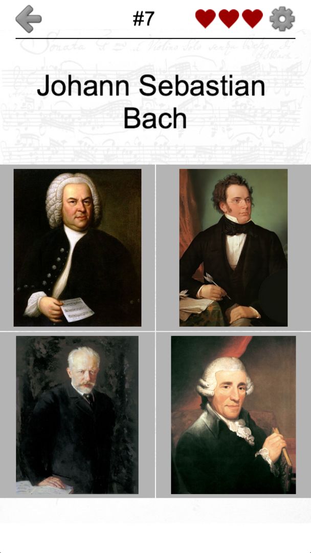 古典音乐的著名作曲家 - 肖像测验遊戲截圖
