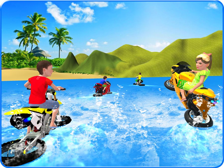 Kids Water Surfing Bike Racing screenshot game