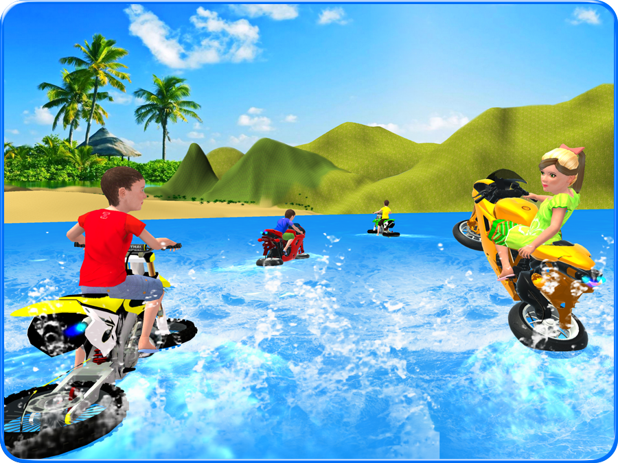 Captura de Tela do Jogo Kids Water Surfing Bike Racing