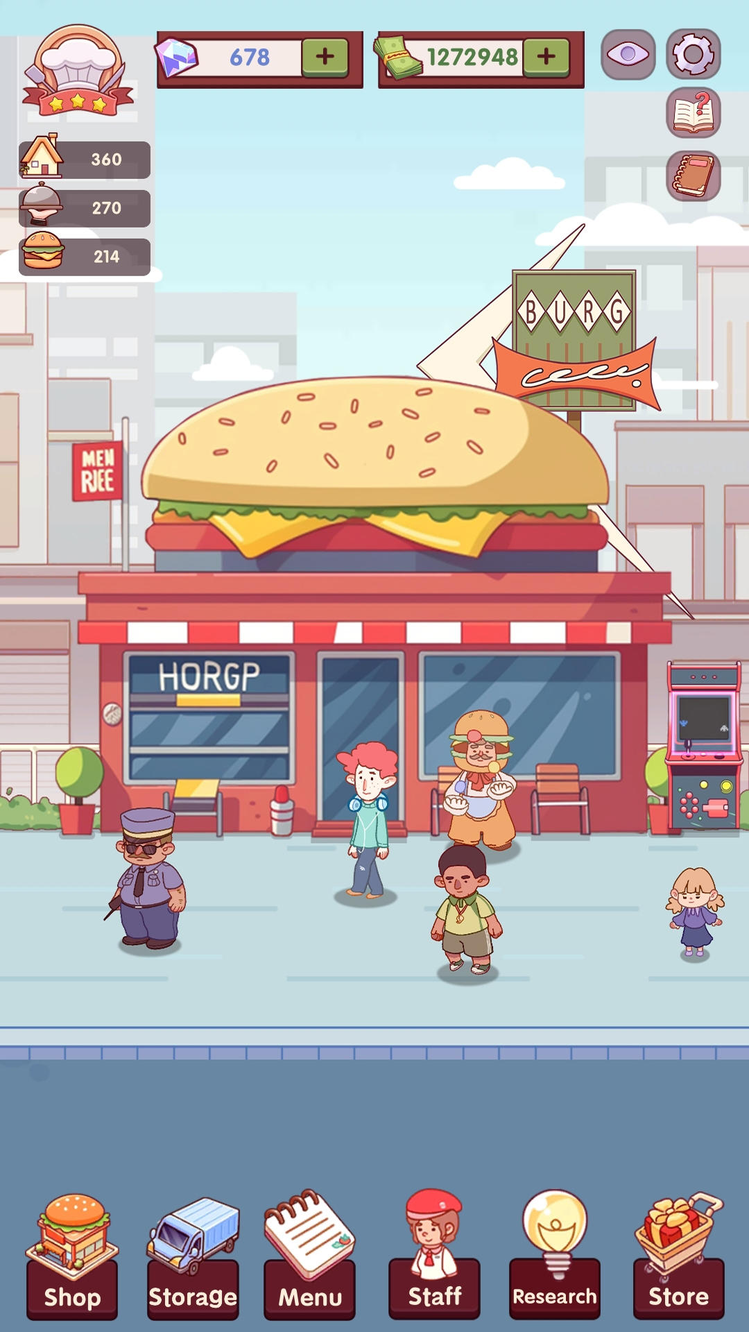 Idle Cafe Sim Game Screenshot