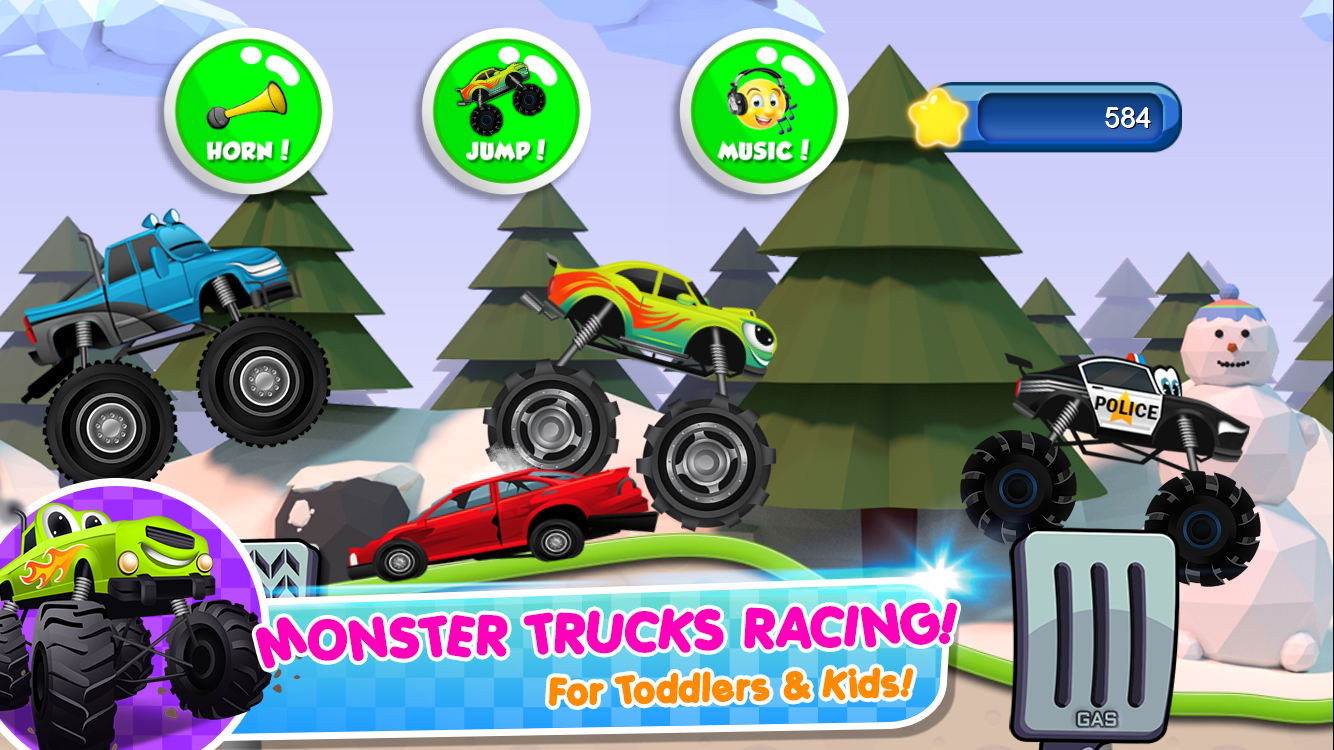 Screenshot 1 of बच्चों के लिए मॉन्स्टर ट्रक गेम 2 2.9.79