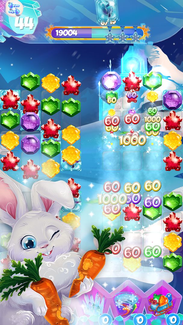 Bunny's Frozen Jewels: Match 3 screenshot game