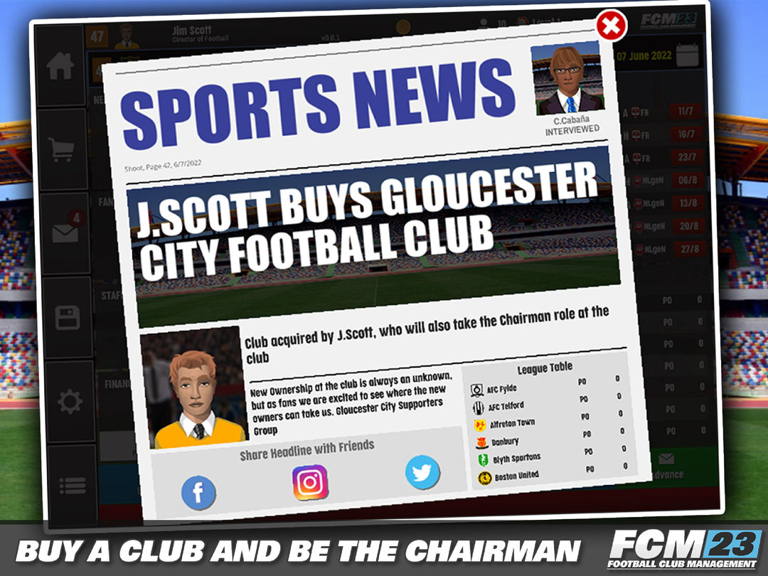 FCM23 Soccer Club Management screenshot game