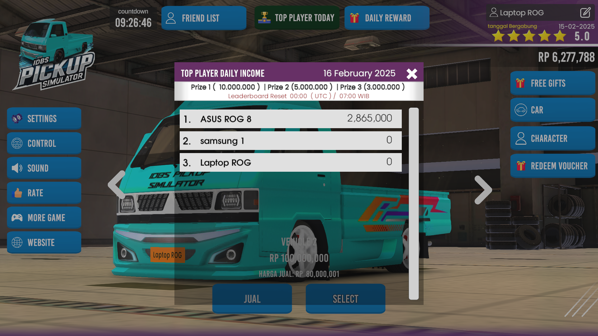 IDBS Pickup Simulator Game Screenshot