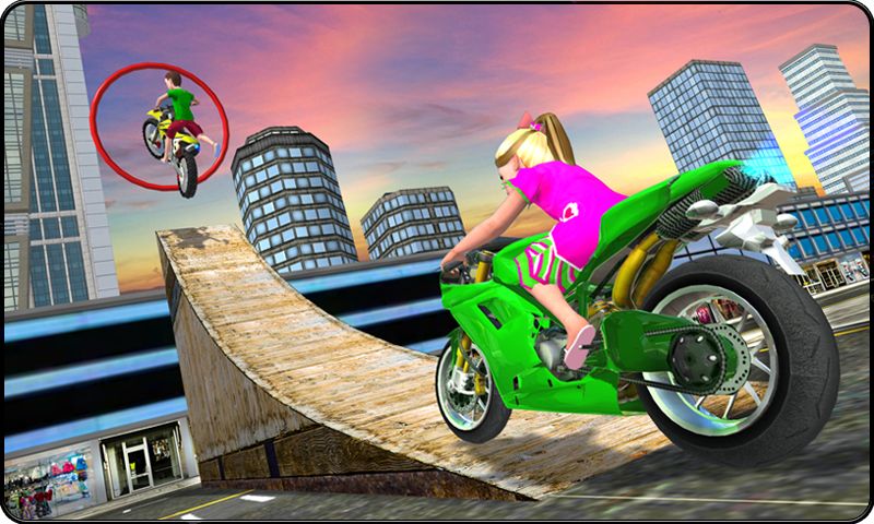 Kids Motorbike Stunts Master Roof Top Arena 2018 게임 스크린 샷