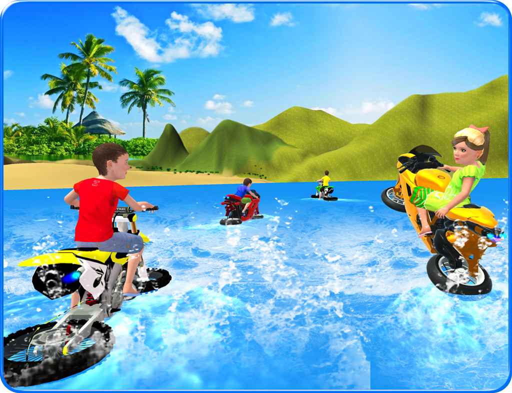 Captura de Tela do Jogo Kids Water Surfing Bike Racing