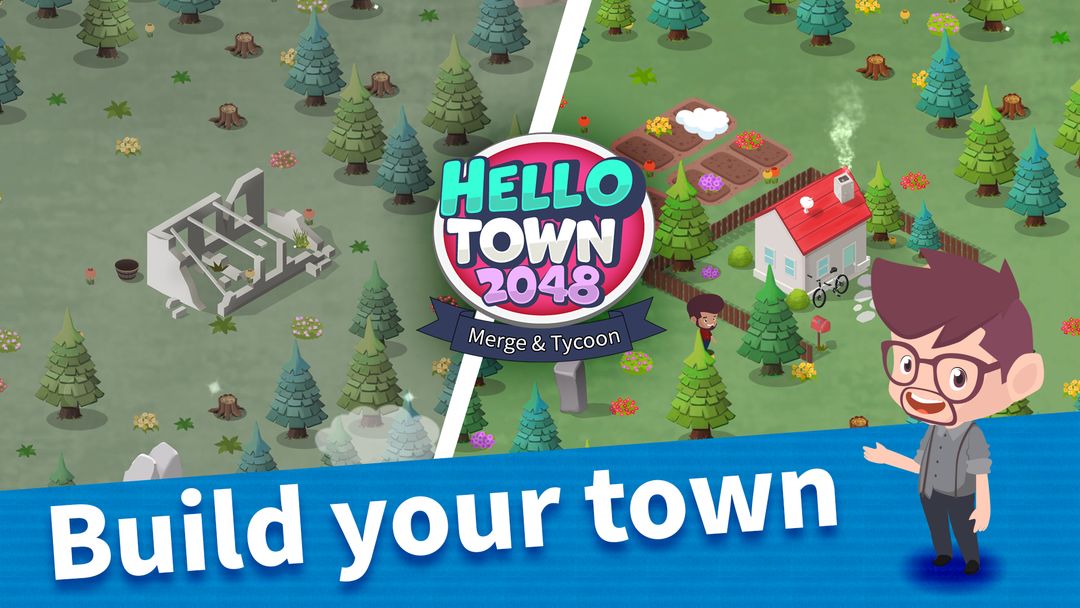 Screenshot of Hello Town 2048 - Merge & Tycoon