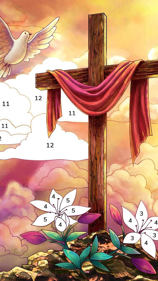 숫자 - 성경 색칠하기는 게임 스크린 샷