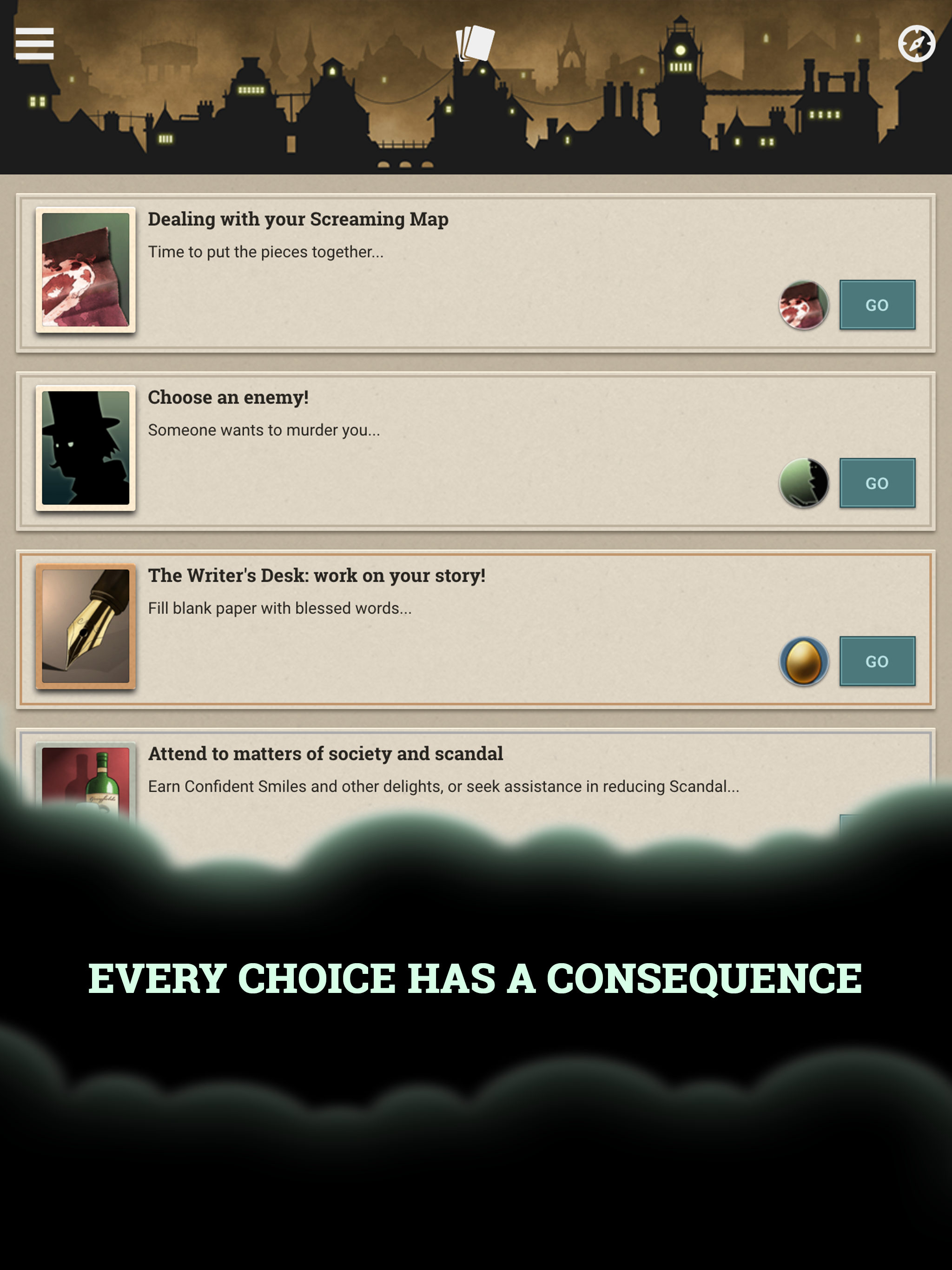 Fallen London Game Screenshot