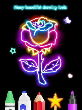 Learn To Draw Glow Flower Game Screenshot