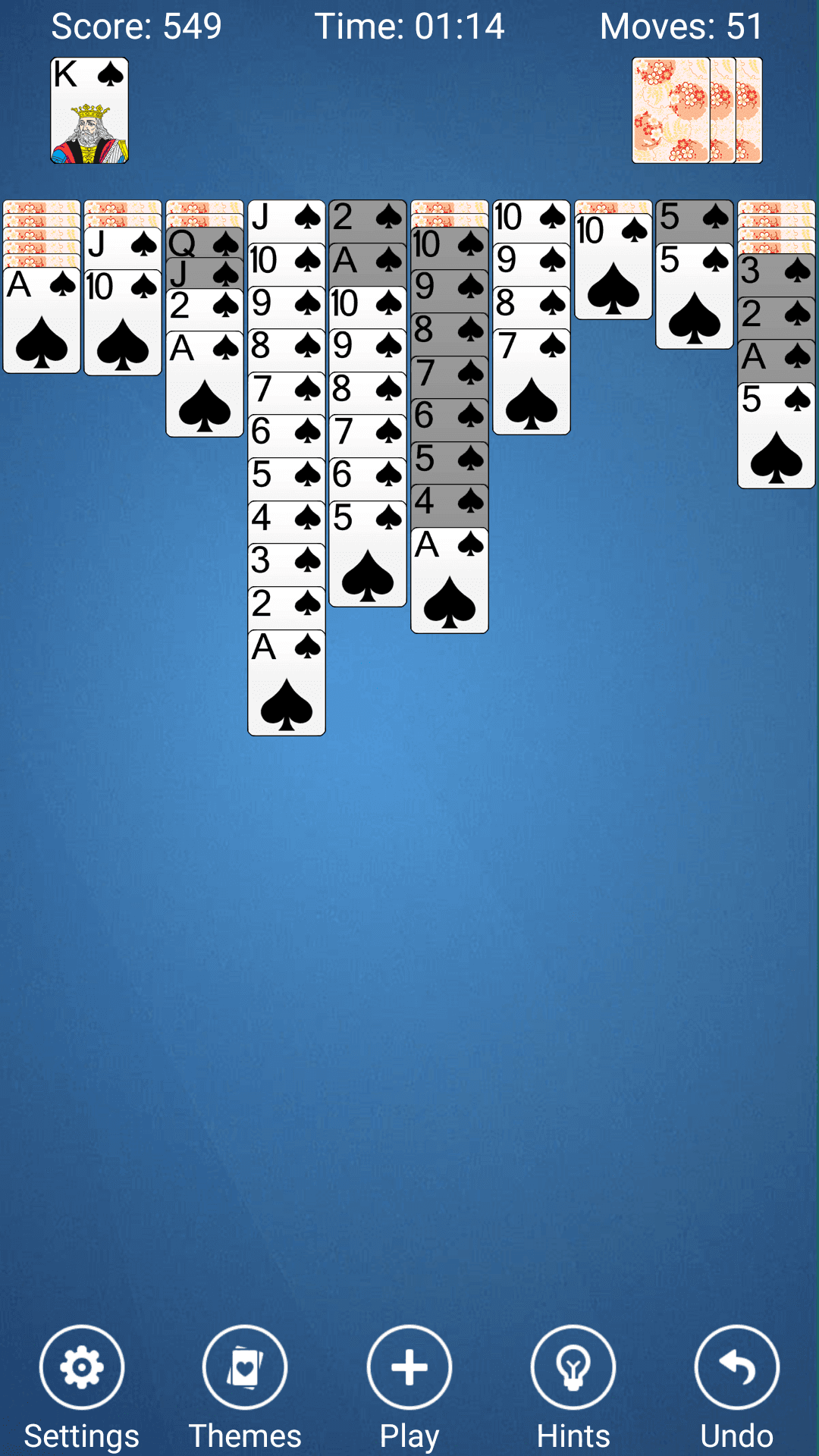 Spider Solitaire Game Screenshot