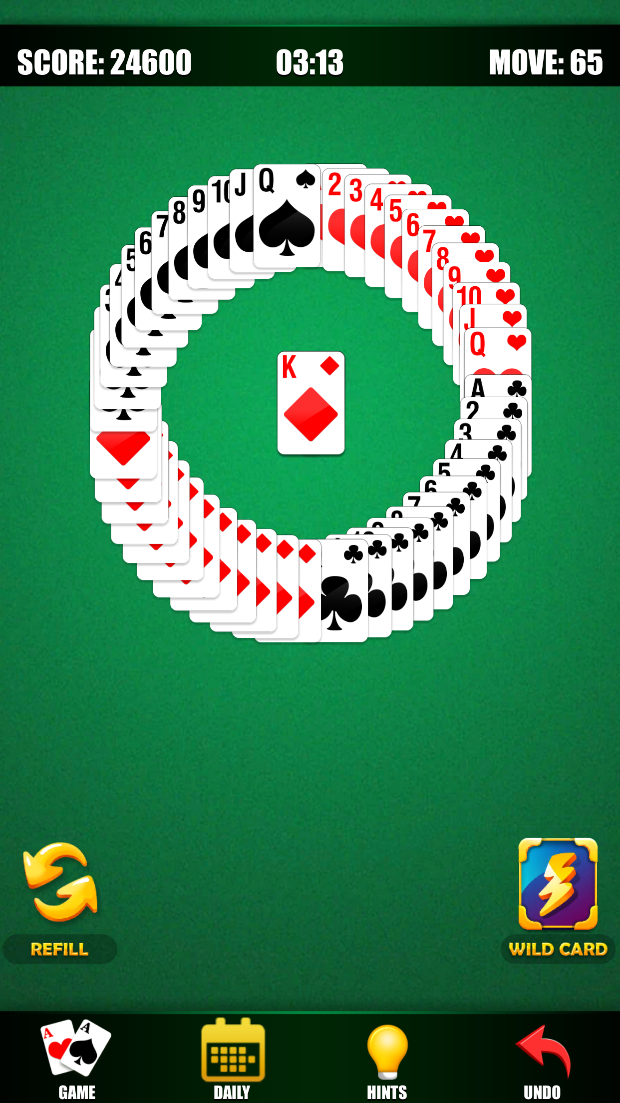 Screenshot of Pyramid Solitaire Daily Cards