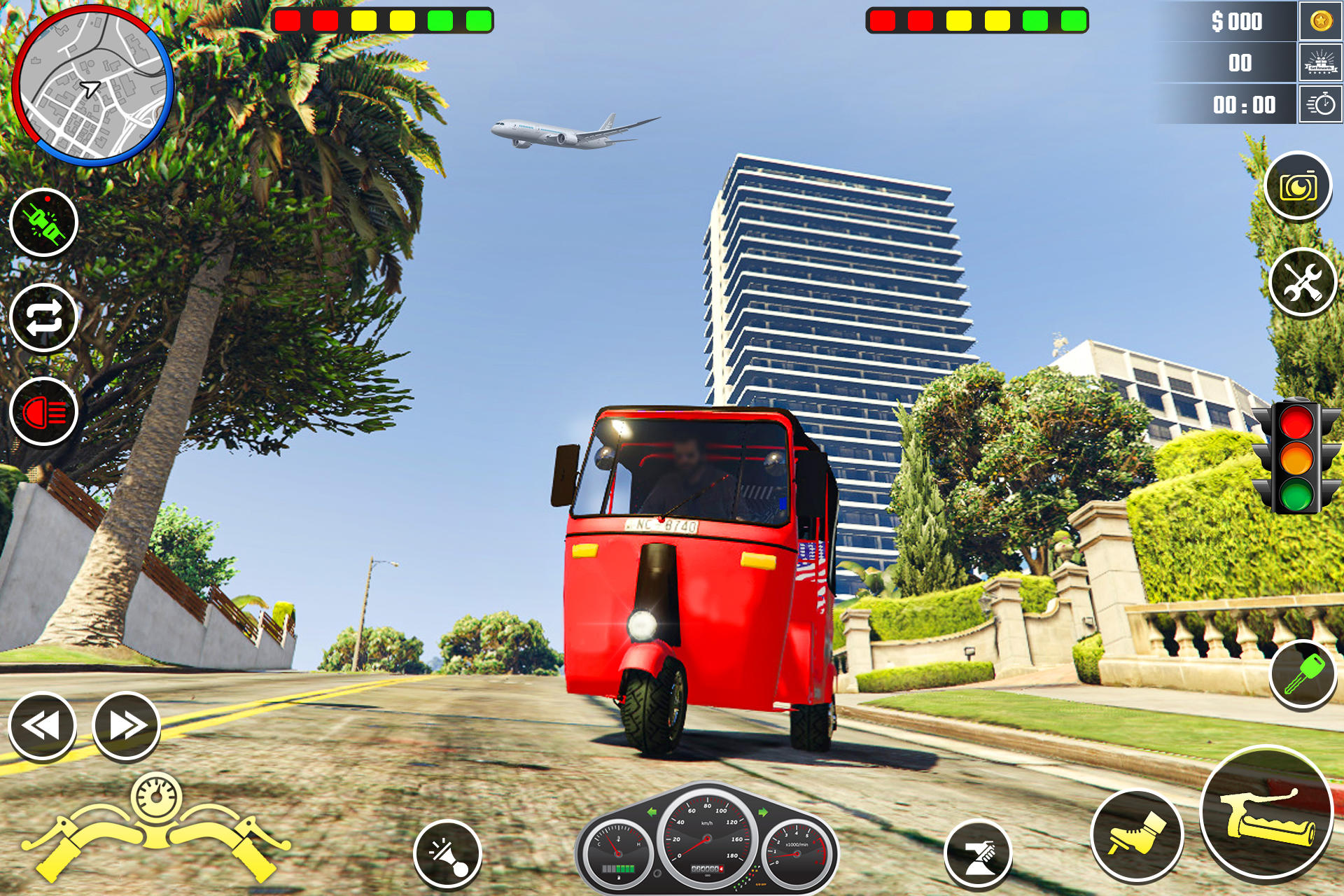 Captura de Tela do Jogo Auto Rickshaw Driving Game 3d