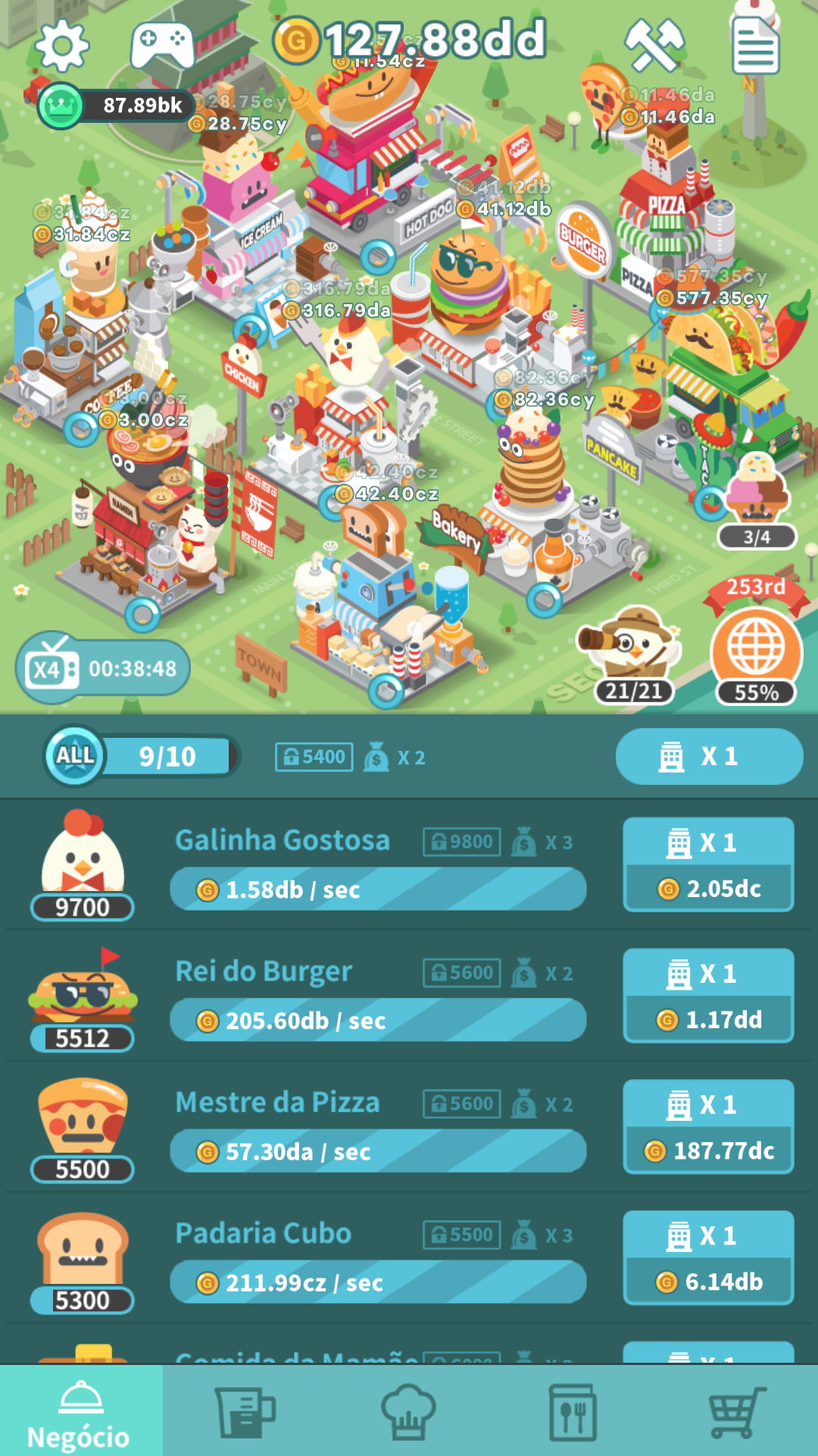 Captura de Tela do Jogo Foodpia tycoon - restaurant