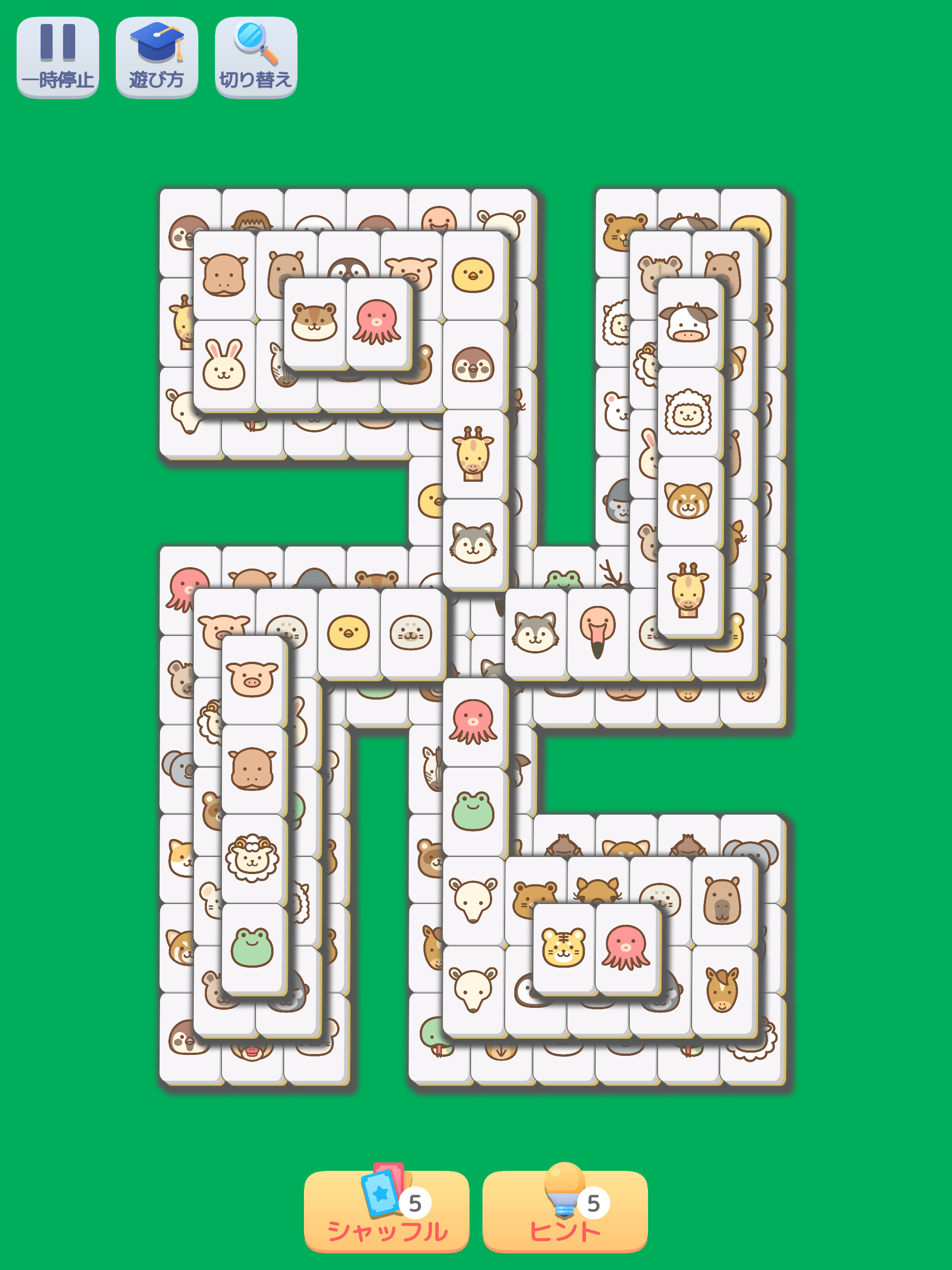 どうぶつ麻雀ソリティア: 記憶力,脳トレ Game Screenshot