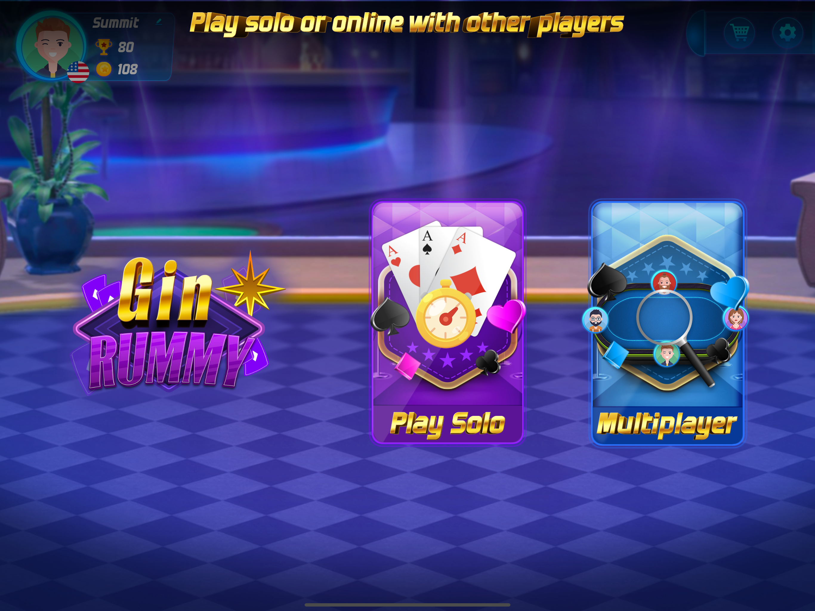 Screenshot of Gin Rummy Online