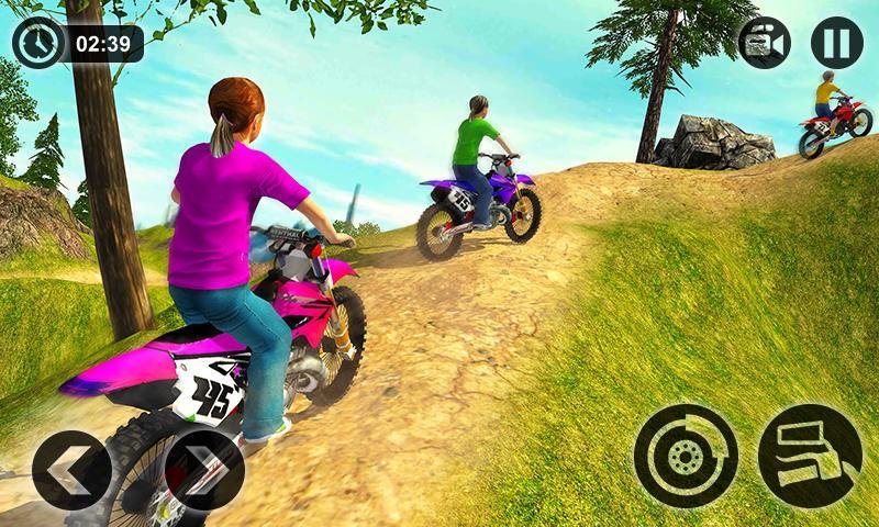Kids Downhill Mountain Motorbi Game Screenshot