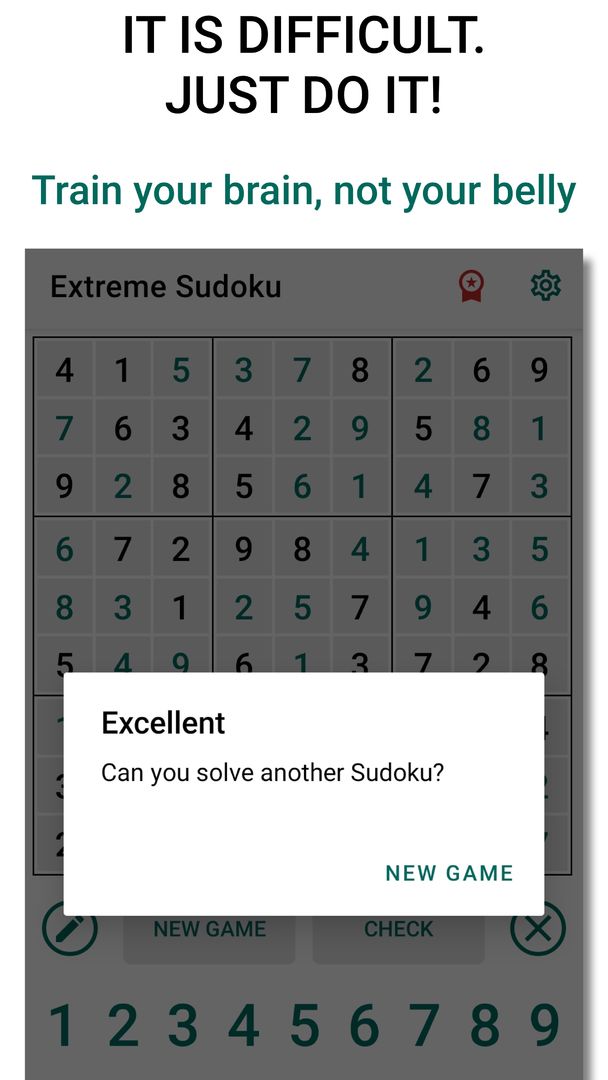 Screenshot of Extreme Sudoku: Classic Puzzle