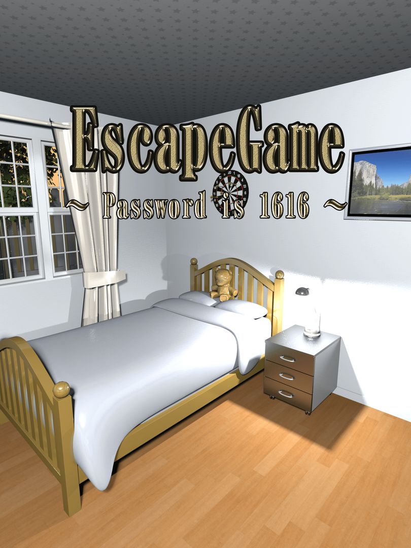 Screenshot of Room Escape: Password is 1616