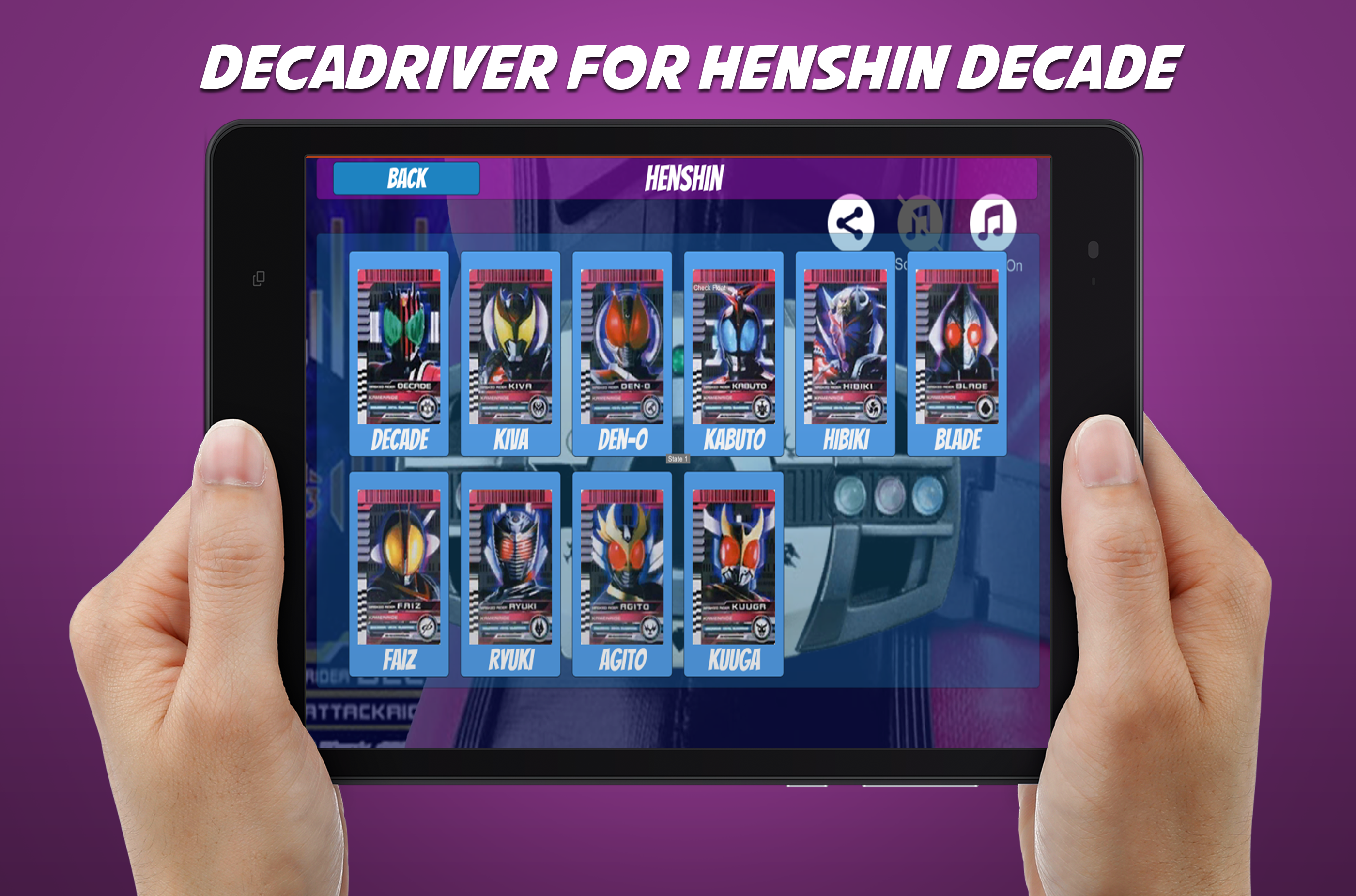 Screenshot of Decade Henshin Belt Sim