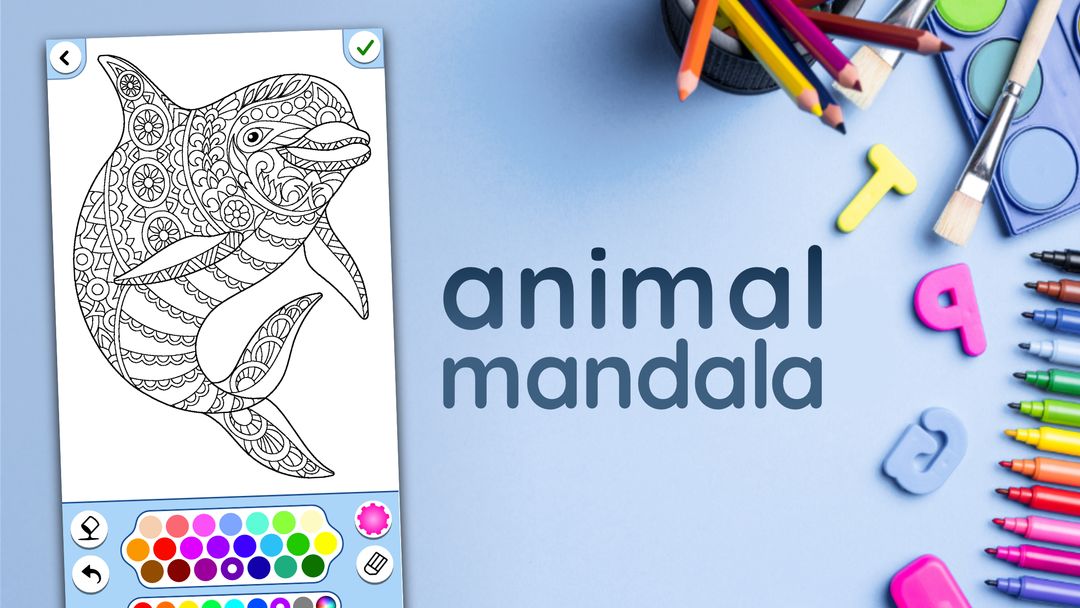 Animal coloring mandala pages screenshot game