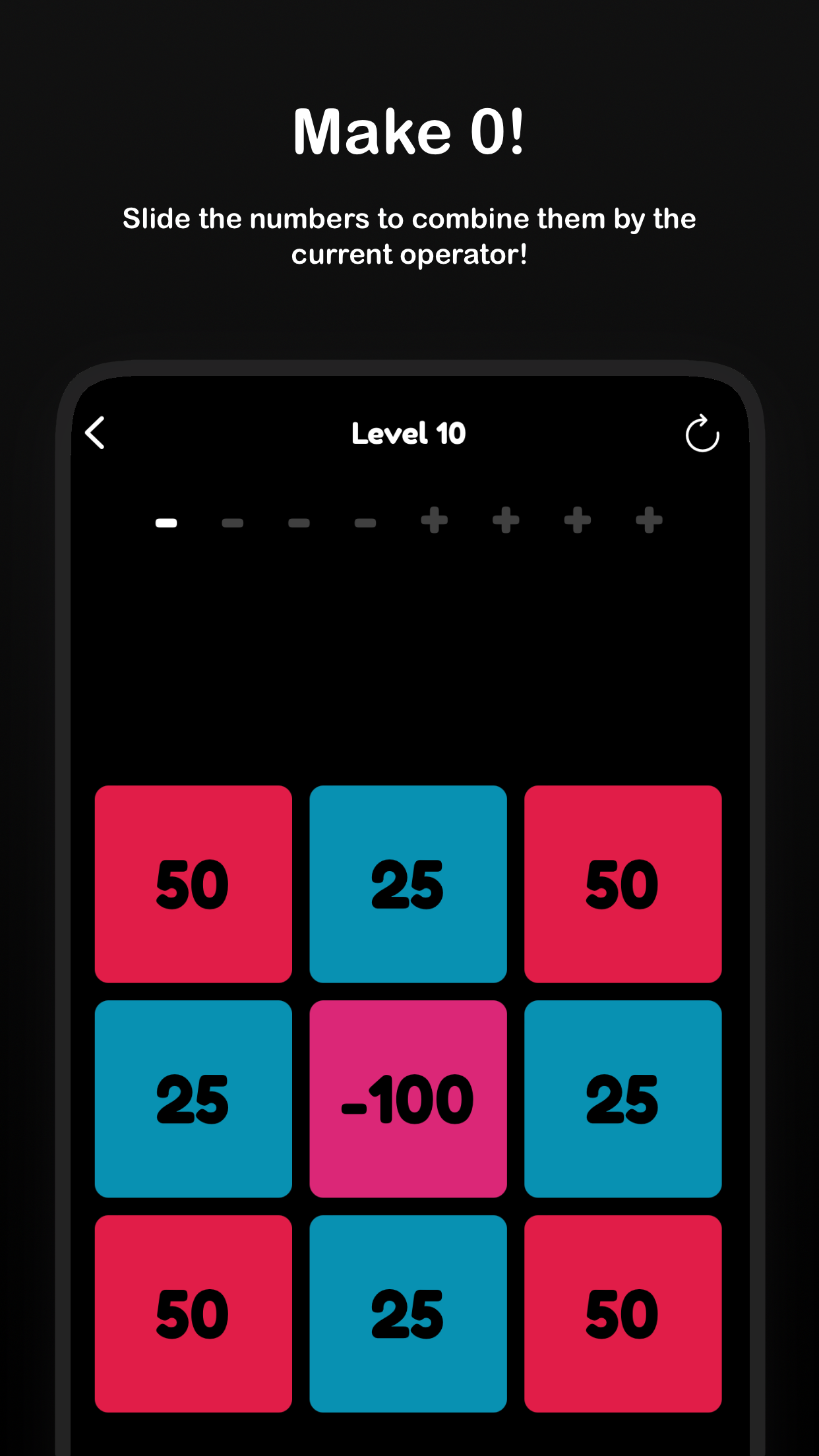 Make 0! – a Number Puzzle Gameのキャプチャ