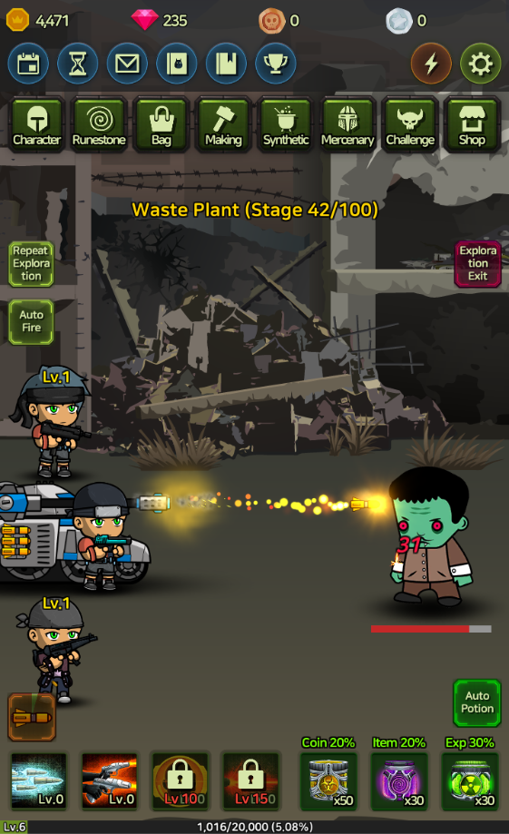 Screenshot of Raising Mercenary (Clicker, Auto Game)