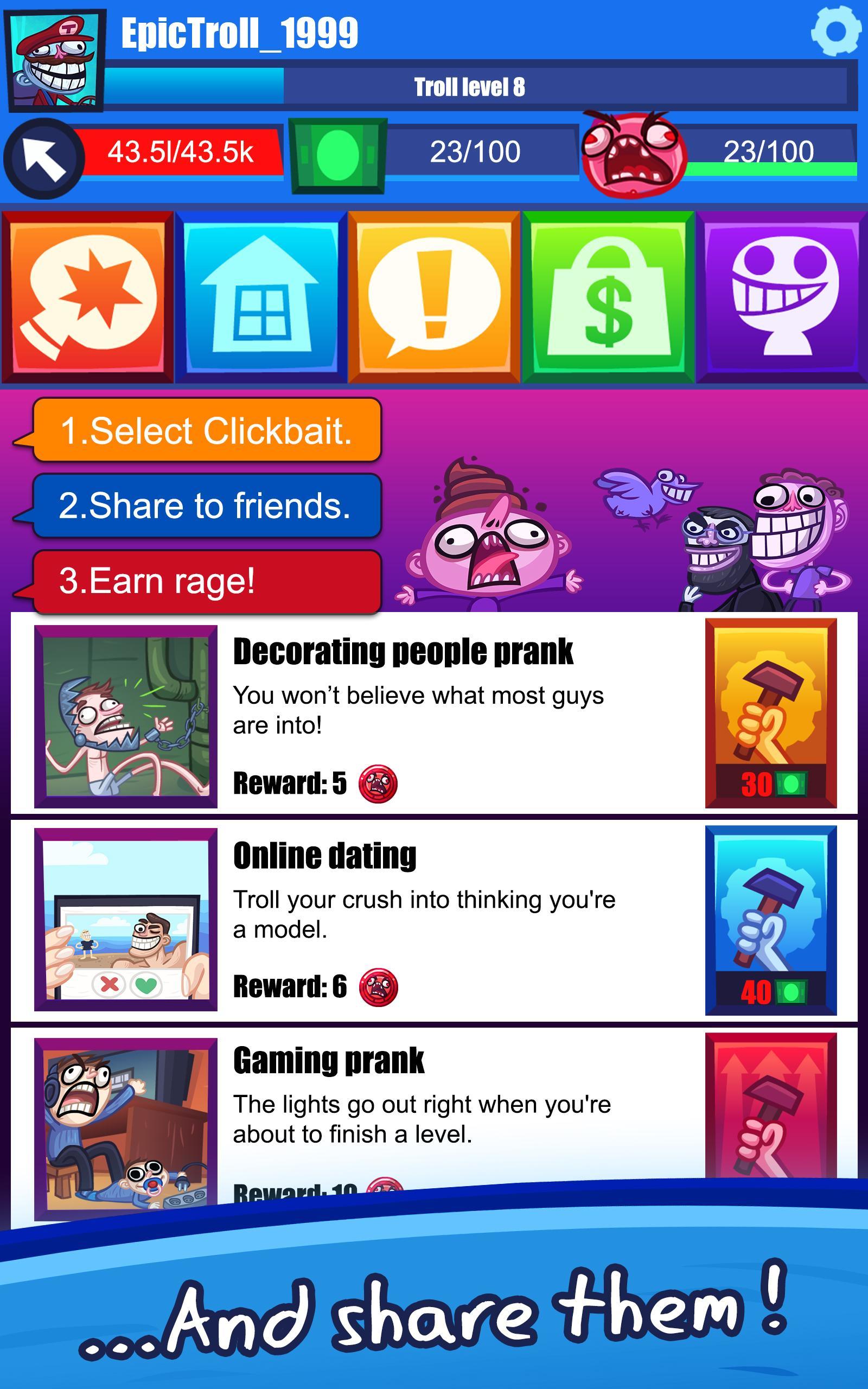 Screenshot of Troll Face Clicker Quest