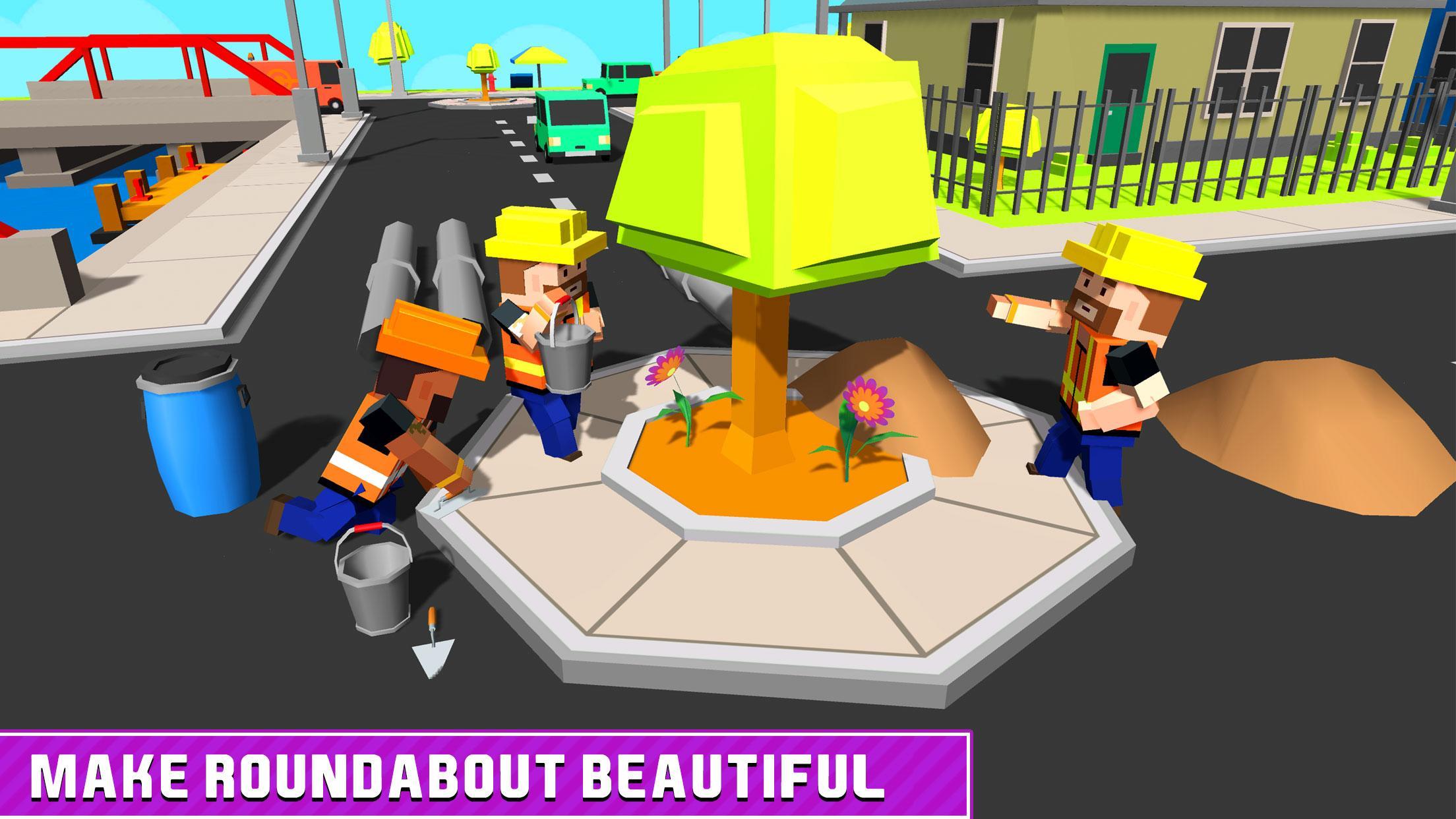 Blocky Highway Road Building Game Screenshot