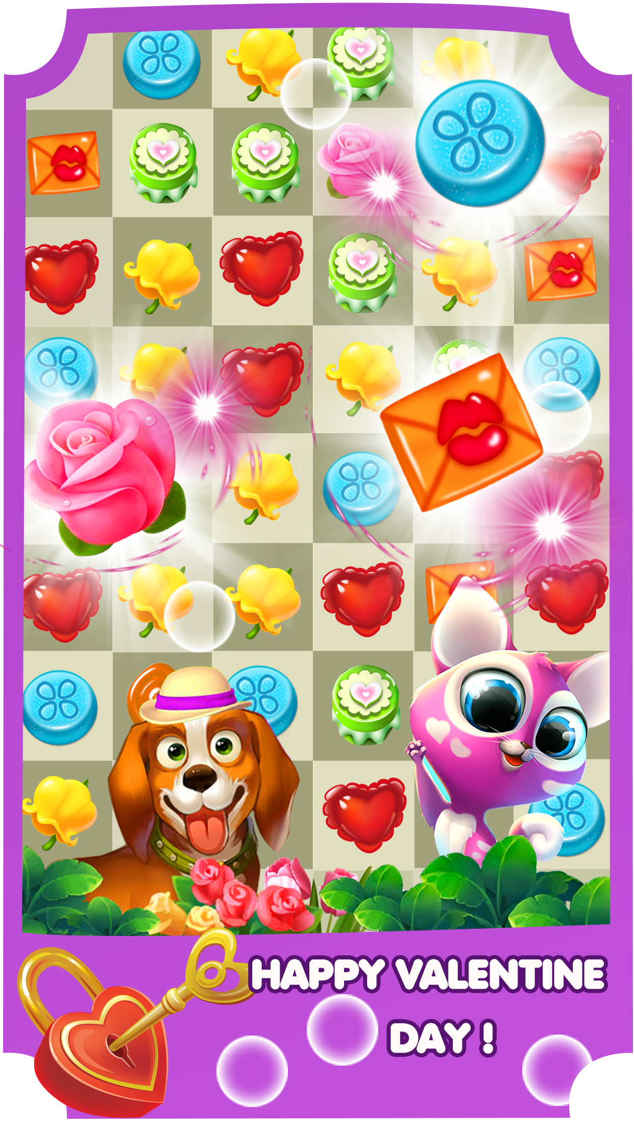 Captura de Tela do Jogo Valentine Mania - Match 3 Puzzle
