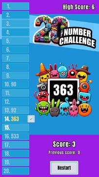 20 Number Challenge Game Game Screenshot