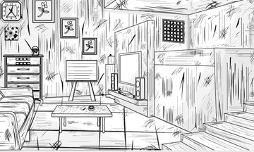 B and W House Escape Game Screenshot