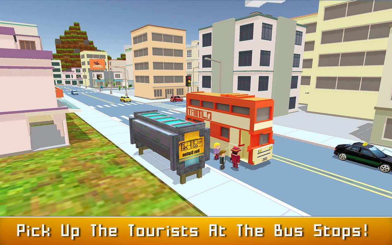 Blocky Bus SIM: Tourist Drive Game Screenshot