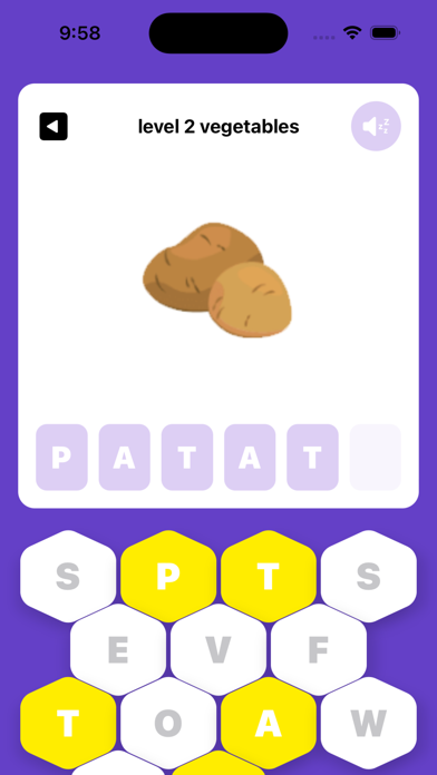 Name Vegetables -collect Words Game Screenshot