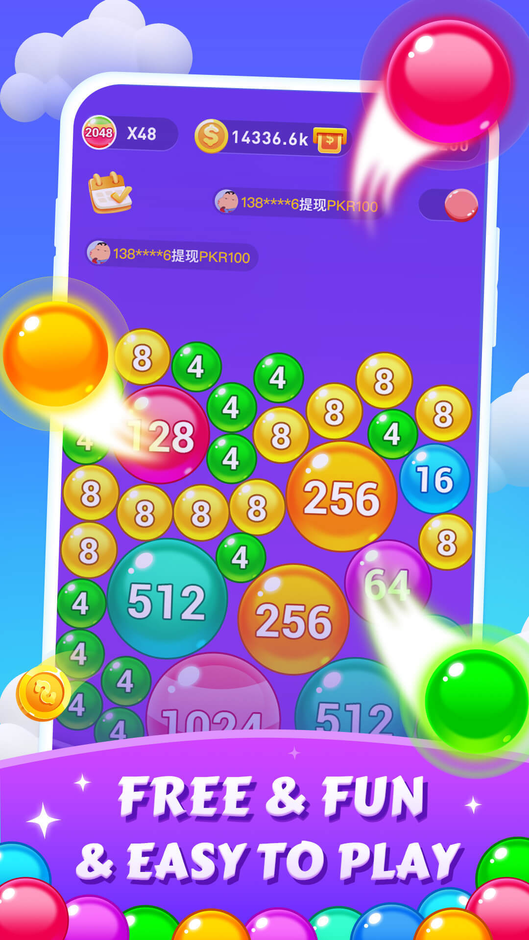 Captura de Tela do Jogo Lucky Bubble - 2048 Game